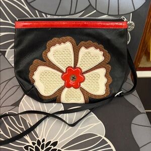 Brighton Black and Red Floral Clutch